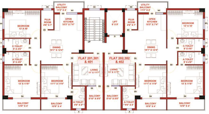 2nd-3rd-4th Floorplan